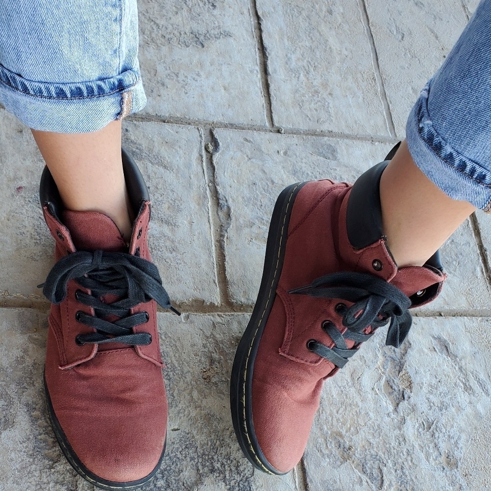 Red canvas doc martens